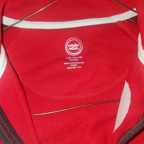 Red zip up long sleeve, u isex, wonder nation sz 12 youth, new - Picture 3 of 4